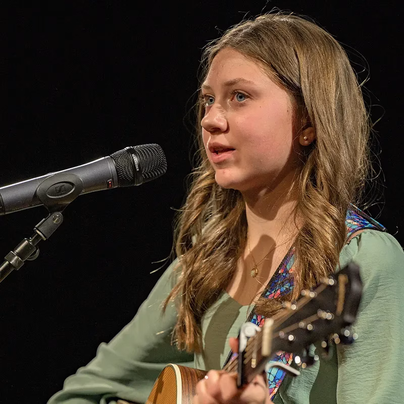A vocal student at The Lesson Studio